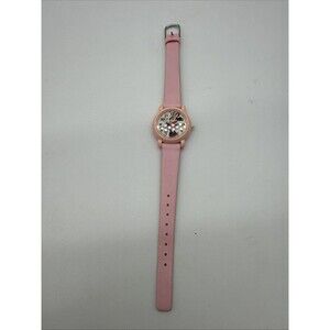 Vtg Girl’s Minnie Mouse Walt Disney Pink Leather Band Lotus Watch Water Resist